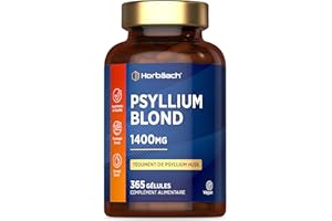HORBÄACH Psyllium Blond Gelules 1400 mg | 365 Psyllium Gelules Vegan | 6 Mois | Haute Dosage | Prébiotique naturel | Horbaach