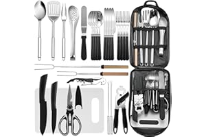 STRIXORN Camping Cooking Utensils Set, Camping Utensil Set for Campervan, Camping Travel Accessories Cooking Essentials, Camping Kitchen Utensil Organizer Travel Set, Kitchens Portable Cooking