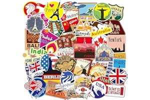 JOUKOYO Rétro Vintage Stickers, Autocollants Voyage Cartes Sticker Autocollant Ensemble [100 pcs], Autocollants pour Ordinateur Portable Casque Moto Planche à roulettes Voiture Vélo Bagages, Snowboard