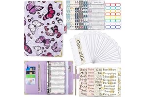 YUKNEES Budget Planner Budget Binder A6 Sparbuch mit Folien Cash Stuffing Budgetplaner Geldplaner Geldumschläge Budget Planer Umschlagmethode Geld Sparen Organizer Zubehör Deutsch für Cashstufing (Veilchen)