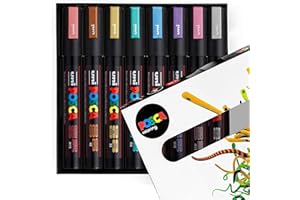 Posca - PC-5M - Markery do malowania - 1,8-2,5 mm - Zestaw metalicznych odcieni 20 cm pudełko prezentowe