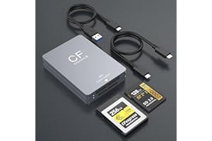 QUANLEX CFexpress Type B and SD Dual-Slot Card Reader, 10Gbps CF Express B Card Reader with USB 3.1 Gen 2 Transfer Speed, Type B CFExpress Card Reader with USB C to USB A/C Cable for Windows/Mac/Linux/Android
