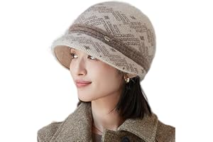 INOGIH Cappello invernale da donna, stile anni '20, vintage, lavorato a maglia, berretto a bombetta, cappello da pescatore