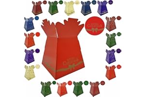 LARRYROO Festive Christmas Design Bouquet, Flower Box/Vase - Transportation Xmas Display Boxes (Merry Xmas Bow - Red)