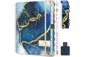 Gumiho Agenda Semainier 2025 Spirale - A5 Planner (Janvier-décembre 2025)-Agenda Scolaire Avec boucle de stylo,Règle Signet & Autocollants de plan (Bleu foncé)