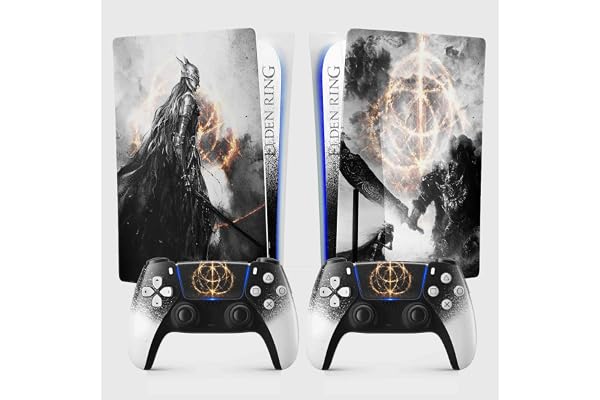 Sticker PS 5 Cercle d'Elden, Autocollant PS 5 Déco, Console et Manette, Edition Standard Disque, Skin MALENIA (2 Manettes)