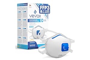 VEVOX® FFP3 Dust Mask - Set of 20 - Valved Face Masks - Respirator - Protection e.g. for Construction, Sanding, Spray Painting, Cleaning, Mould, Fine Dusts or Asbestos Particles