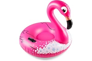 BigMouth Inc. Inflatable Frosted Flamingo Snow Tube with Easy Grip Handles Made from Durable Vinyl with Welded Seams | Over 3 ft Long | Makes a Great Gi ft | 152 cm x 99 cm x 83 cm