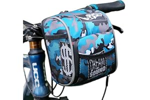 Zkixuiwi Kids Bike Basket Bicycle Handlebar Bag Organizer, Camouflage Front Bike Decoration Accessory for Adults & Childs, Cool Boys & Girls Bike Bag Fits for Balance Bike, Tricycle, Scooter