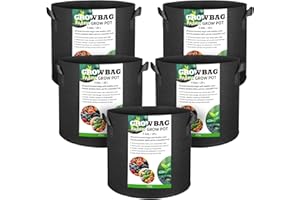 Gemtte 5 bolsas para plantas, macetas de 20 l, macetas de tela no tejida, transpirables, con asas para patatas, tomates y fresas (5 galones)