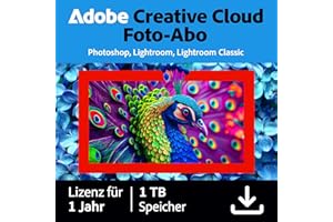 Adobe Creative Cloud Foto-Abo 1TB | inkl. Lightroom & Photoshop | 1 Jahr | KI-unterstützte Bildbearbeitung | WIN/MAC|Download | Aktivierungscode per Email