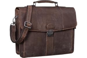 STILORD 'Havanna' Maletín Clásico de Cuero para Hombre y Mujer Bolsa Bandolera Grande A4 de Oficina Trabajo Llave y Cerradura Bolsa de Hombro