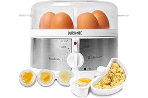 Duronic Electric Egg Boiler EB35 WE Steamer for Eggs 350W Automatic Egg Boiler Electronic Omelette Maker Poacher for 7 Soft, Medium & Hard Boiled Eggs