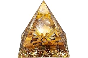 ETERNALORGONE Orgon Piramida Kwiat Życia Orgonit Pieniądze Uzdrawianie Kryształy Piramida dla Pozytywnej Energii z Kamieniami Tygrysa i Szczęście Biały Kryształ, który promuje bogactwo, dobrobyt i atrakcje Sukces