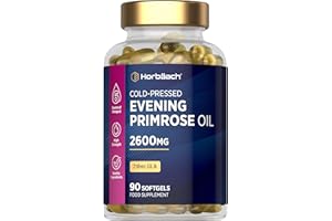 HORBÄACH Evening Primrose Oil 2600mg | High Strength with Omega 6 GLA | Pure & Cold-Pressed | 90 Softgel Capsules | by Horbaach
