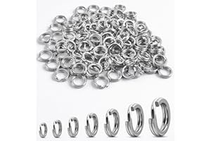 ‎OROOTL OROOTL Sprengringe Angeln Spaltringe Edelstahl, 100stk Hochfeste Köderringe Hyber-Draht-Splitringe Angelköder Drillinge Angelhaken Verbinder Doppel Snap Ring Köderring Salzwasser Angelzubehör Set