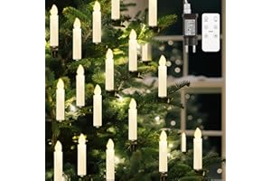 Lewondr 30 LED Árbol de Navidad Vela Luces, Parpadeo Clip en Velas sin Llama con Temporizador a Distancia y 4 Modos, Luces de Vacaciones para los Árbol de Navidad, Beige
