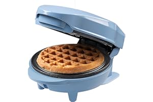 Bestron Mini gofrera, Gofrera para gofres de gofres pequeños, con antiadherente, para cumpleaños infantiles, fiestas familiares, Pascua o Navidad, diseño retro, 550 W, color: Azul