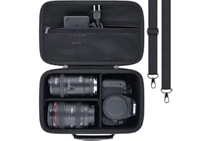 Khanka pour Canon EOS Rebel 2000D/4000D/1300D/R50/R100/R5/R7/R8/R6 Mark II/250D Appareil Photo DSLR - Boîtier de Transport Rigide, Housse de Voyage pour Canon EOS DSLR, Boîtier Uniquement (Noir)