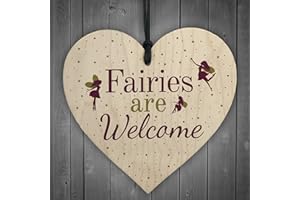RED OCEAN Wooden Fairies Welcome Hanging Garden Gardening Shed Summer House Wall Plaque Fairy Sign
