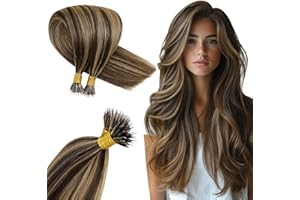 Hetto Nano Hair Extensions Real Human Hair Brown Nano Beads Hair Extensions Invisible Nano Ring Extensions Remy Hair Blonde 50s 50g 20 Inch #P4/27