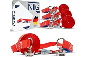 NTG 10 pièces | Sangle de Serrage | Sangle d'arrimage | avec Boucle de Serrage | Sangle à Boucle de Serrage pour Rail Airlin | 5 m | 25 mm de Large | 300 KG | Rail d'arrimage | Selon DIN