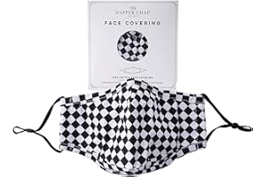 CGB GIFTWARE The Dapper Chap Black Check Design Reusable Washable Face Covering | 100% Cotton With Nose Wire | Featuring Gift Box | Triple Layered Adjustable Ear Loop Straps | Filter Pocket | GB05625