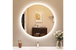 STARLEAD 800 mm rund badrumsspegel med LED-lampor, Bluetooth, anti-dimma, LED-badrum-väggmonterad-spegel 3 färger dimbar, HD