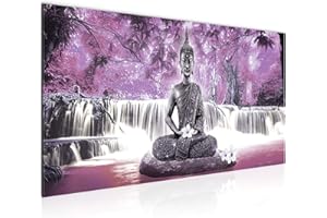 Runa Art Cuadro Decorativo Buda Cascada 1 Parte Moderno Cuadro Lienzo no Tejido para Sala Paisaje Violeta Púrpura 503512c
