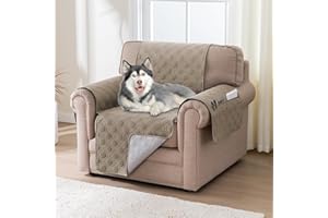 BellaHills 100% Wasserdicht Sofaüberzug 1 Sitzer (51x55cm), Wendbarer Sesselschoner für Kinder Hunde Katze, Waschbar Sesselbezug Sofaüberwurf, Taupe