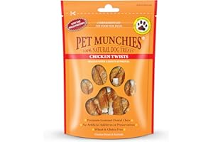 Pet Munchies Chicken Twists Dog Treats, Premium Grain Free Dental Sticks with Natural Real Meat, Low in Fat and High in Protein 80g