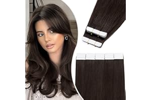 ELAILITE 40 pcs Tape in Hair Extensions 80g Human Hair Full Head - Seamless Invisible Skin Weft 100% Remy Hair Straight (#2 Dark Brown, 14 Inch)
