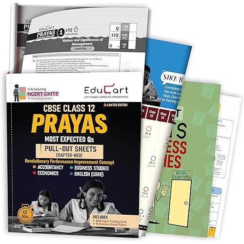 Educart PRAYAS CBSE Class 12 for 2026 Accountancy, Business Studies, Economics and English Core (Introducing revolutionary ma