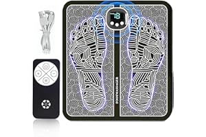 Sakmot EMS Foot Massager, LCD Display with 8 Modes 19 Intensities, Relax Your Foot with Rechargeable Feet Massager Gifts for Men Women (Black)