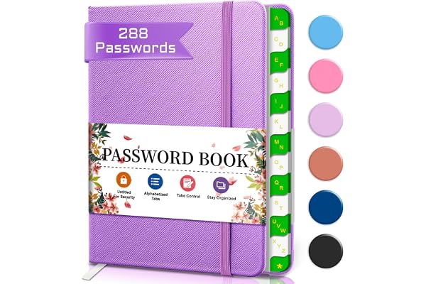 Carnet De Mots De Passe Internet Avec Onglets Alphabétiques, Carnet De Mots De Passe Portable Pour Les Seniors, Format De Poche Parfait Pour La Gestion Des Mots De Passe - Violet