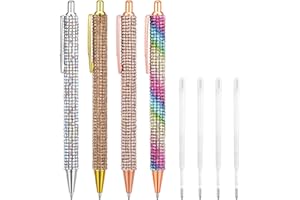 Sibba Lot de 4 Stylos À Bille Scintillants Avec Strass À Encre Diamant Recharges de Stylo Fantaisie de 1 Mm Jolis Stylos Pour Journal Intime pour Femme Bureau Demoiselle D'honneur Mariage