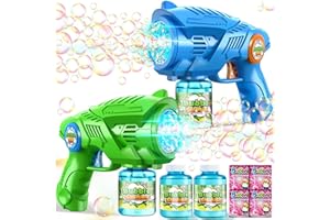 NICMORE Seifenblasenpistole Seifenblasenmaschine Seifenblasen Pistole für Kinder： 2-Pack Bubble Gun Elektrisch Bubbles Machine - LED Automatisch Bubbles Maschine für Kids Ab 4-12 Outdoor/Party Spielzeug