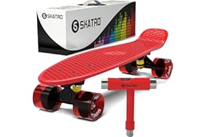 Skatro Mini Cruiser Skateboard. 22x6inch Retro Style Plastic Board Comes Complete