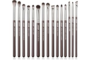 Jessup Brochas de Maquillaje Ojos Profesional 15pzs Marrón Pincele Maquillaje para Sombra,Delineador,Mezclar Ojo Sintéticas Primera Calidad, T499