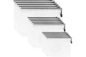 YXHZVON A4/A5/A6 teczka na dokumenty, 15 sztuk, wodoszczelna, z zamkiem błyskawicznym, do szkoły, biura, na zamek błyskawiczny, na magazynki, dokumenty, czarny organizer na dokumenty