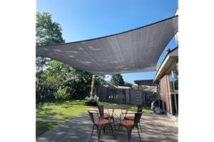 SUNLAX Sun Shade Sail, 8'x10' Dark Grey (Gray) Rectangle Canopy Cloth for Outdoor Patio Pergola Cover Sunshade Sails UV Blocking Canovas Covers
