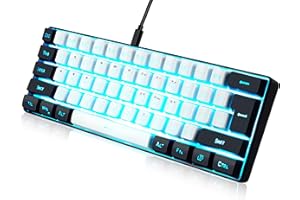 abucow Gaming Keyboard Minimalist Portable Wired Ultra-Compact Mini Imitation 61 Keys RGB Backlit Keyboard (White-black)