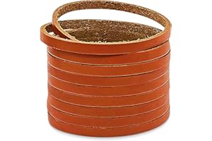 Creavvee Flat Genuine Real Leather Strip Bead Thong Cord Braiding String Threads Lace Cowhide Craft for Jewelry Making Necklace Bracelet, 5mm x 3m, Light Brown