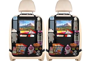 DUNSOO Rückenlehnenschutz Auto Kinder 2 Stück, Autositz Organizer Wasserabweisender, Rücksitz Organizer 10 Taschen und Bietet Platz für ein 10,5-Zoll-Tablet