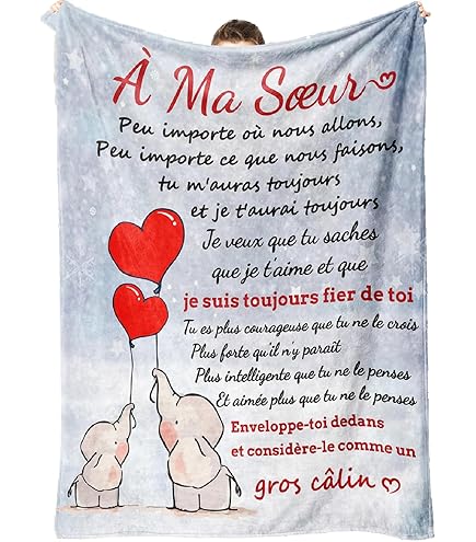 Couverture Plaid Personnalisée Pour Sœur - 157x132 Cm, Flanelle Douce - Cadeau Anniversaire Original Avec Messages D'amour