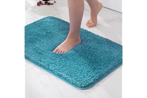 MIULEE Bath Mat Non Slip Absorbent Bathroom Soft luxurious Shower Small Mat Doormat Inside Rugs Kitchen Rugs Carpet Mat Washable for Bathroom Bedroom Kitchen Entrance 40x60 cm Blue Green