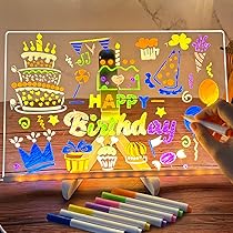 LED Zeichentafel Mit 7 Farben - Acryl Leuchttafel Mit Ständer, Transfer Aufkleber, 20x30cm