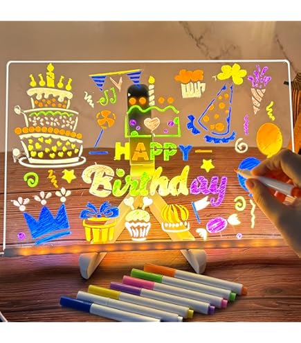 Tablero Pizarron Genérico De Notas Led De Borrado En Seco Con Bolígrafo De 7 Colores Pizarra Luminosa Para Colorear Dibujar Regalo Juguete Niños 30cm X 20cm