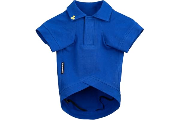 The Pet Closet Co Premium 100% Cotton Polo T-Shirt For Dogs With Quick Fastening Closure & Elasticated Fit Comfortable & Stylish Pet Clothing(Size5:Chest-20 Inch Weight 12Kg),Royal Blue