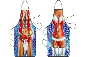 LIKPOJA Christmas Kitchen Cooking Aprons Wife and Husband Novelty Sexy Aprons Couples Secret Santa Funny Christmas Gifts for Women and Men Dinner Party